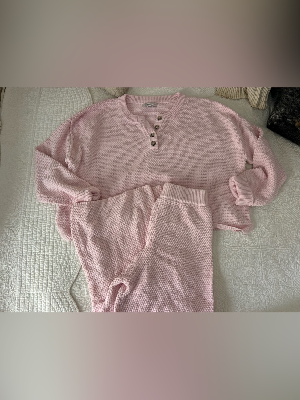 Sincerely Jules Pink Knit Henley Sweater Set